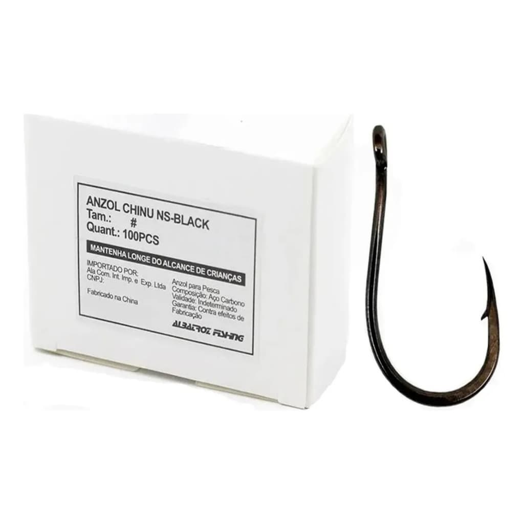 Anzol Pesca Albatroz Chinu Black Nº 3 - Caixa C/ 100 Peças