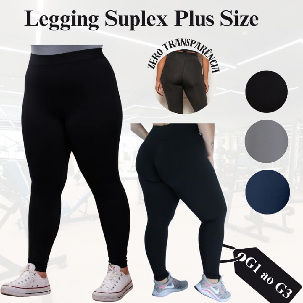Calça Legging Feminina Fitness Academia Em Suplex Plus Size Lisa Curve