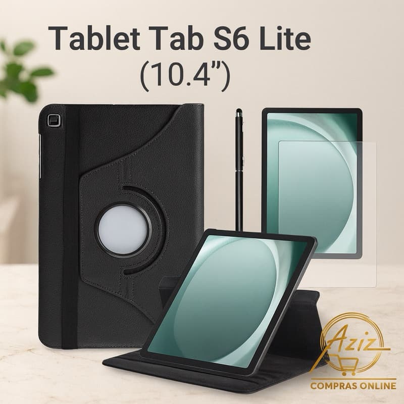 Kit Completo Capa Giratória Tablet S6 Lite 10.4” + Película Vidro + Caneta Touch – Modelos P610 P613 P615 P619 P620 P625