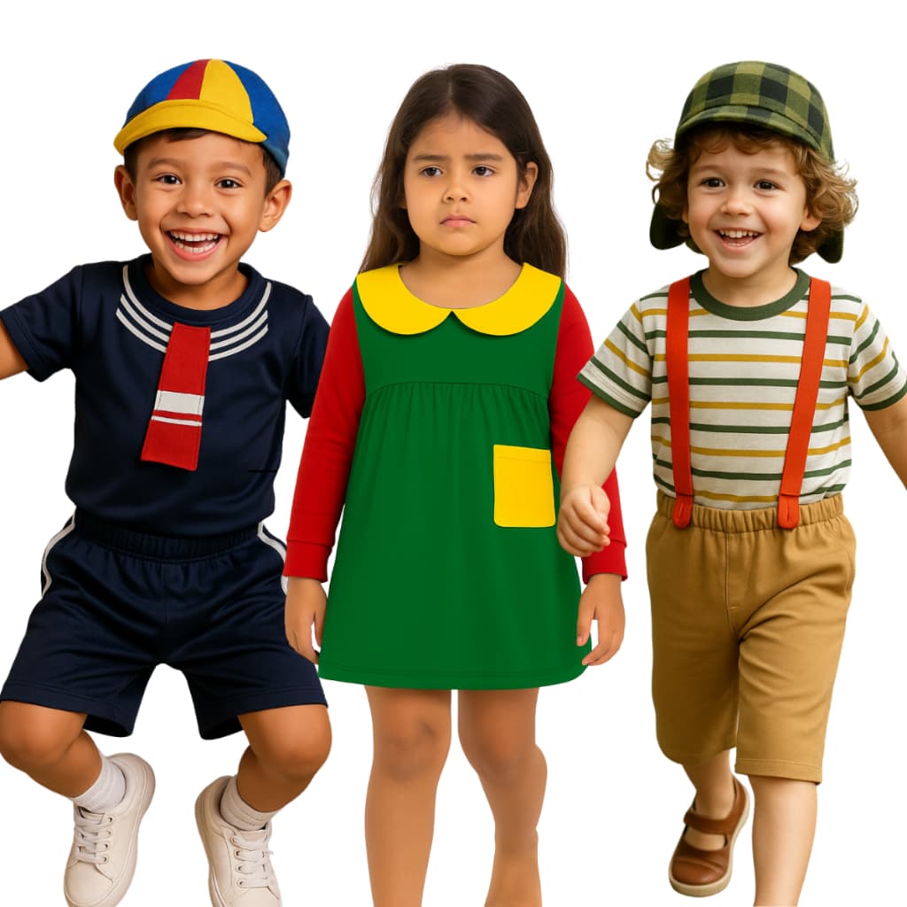Fantasia Turma do Chaves Infantil Chaves Kiko Chiquinha Turma do Chaves