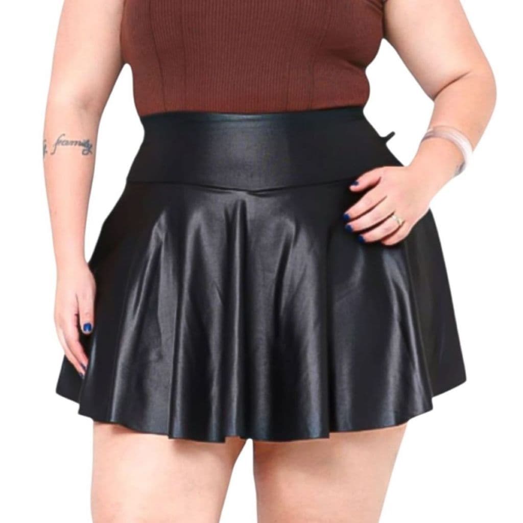 Kit 2 Short Saia Feminina Plus Size Cirre Suplex Babado Festa Cintura Alta Academia