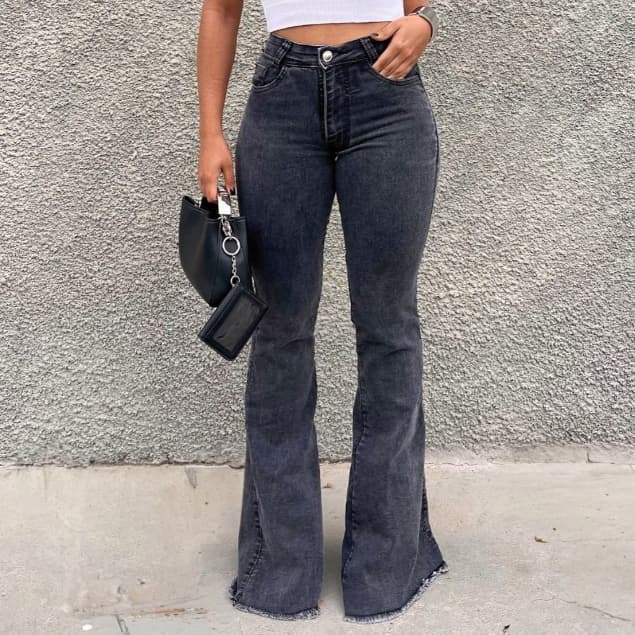 Calça Flare  Calça Jeans Com lycra cintura alto Femininas