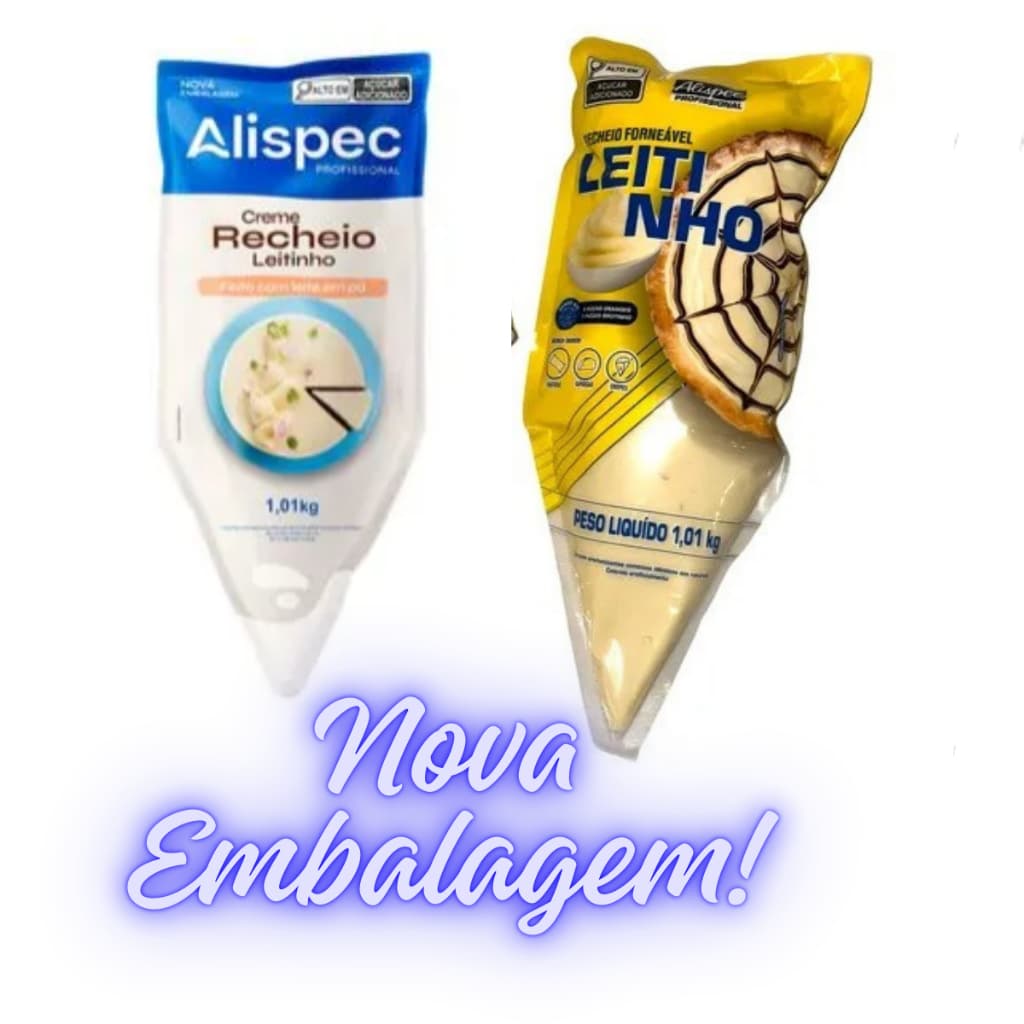 Recheio- Creme  chocolate  leitinho Alispec 1,01kg  Bisnaga ForneáveL Pizza e Doces