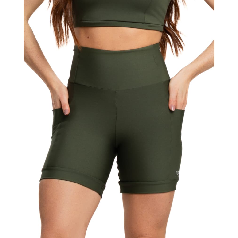 Bermuda Compressão Feminina FlowFit com Bolsos | Duo Soft Premium | Treino, Corrida, Academia