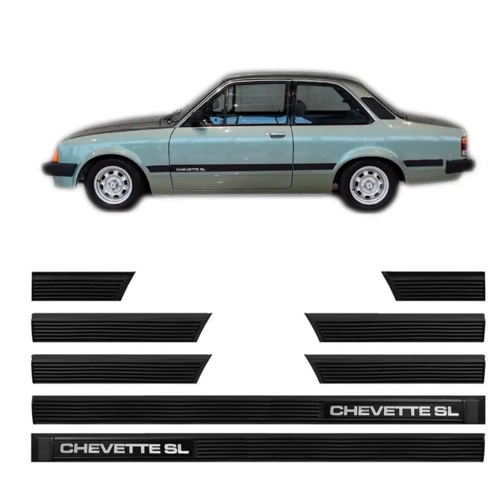 Friso Lateral Gm Chevette SL Sedan 1983 a 1986 Preto 1059a