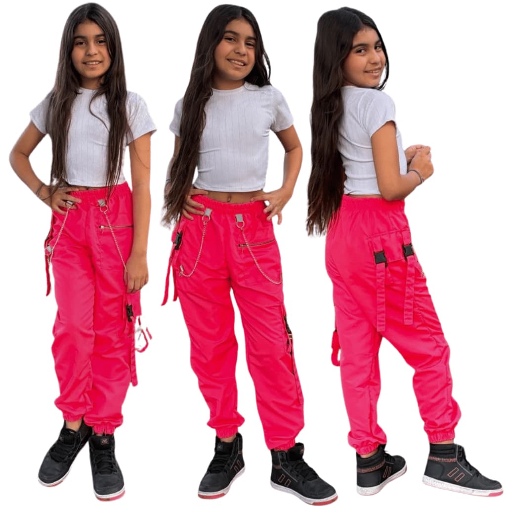 jogger cargo infantil em preto bege rosa rosa fucisa para dança pu seu estilo,2026