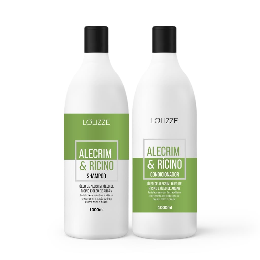Kit Shampoo e Condicionador Alecrim e Ricino 1 litro Lolizze