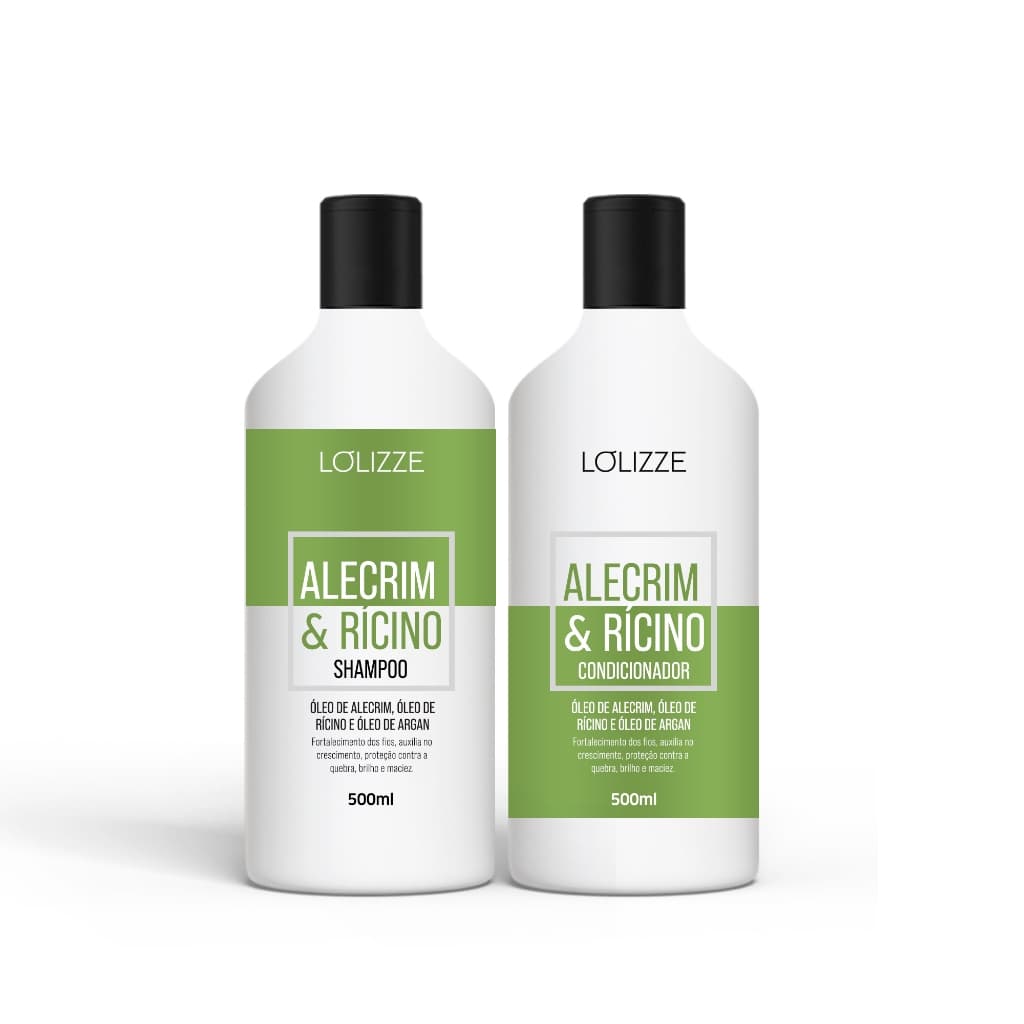 Kit Shampoo e Condicionador Alecrim e Ricino 500ml Lolizze