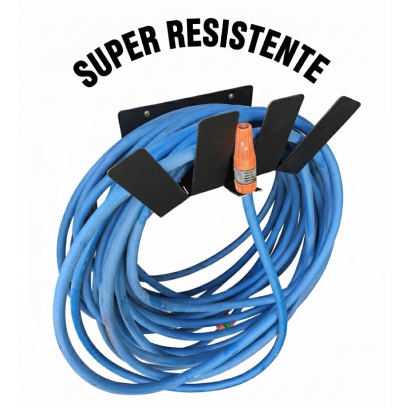 Suporte Mangueira Jardim Aco Resistente Parede + Parafuso e Bucha - Preto Fosco