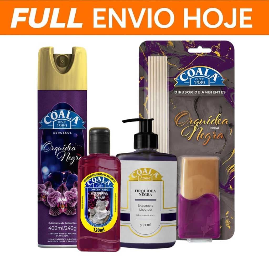 Kit Coala Orquídea Negra Difusor Aerossol Limpador Perfumado Sabonete Líquido Casa