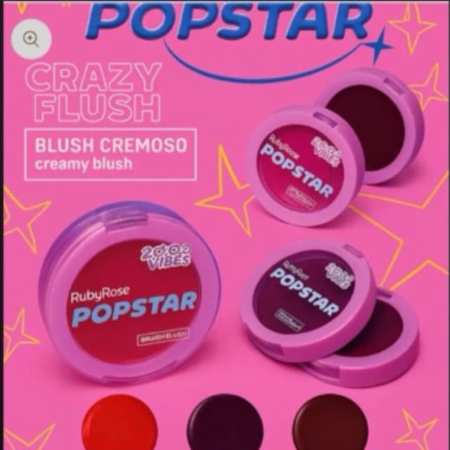 Blush Cremoso Ruby Rose PopStar Crazy Flush HB-M04 – Efeito Natural que Reage ao PH