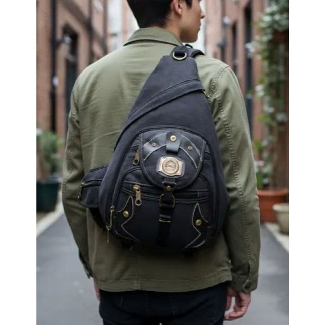 Mochila Com Alça Transversal Em Lona Reforçada Kvn Grande