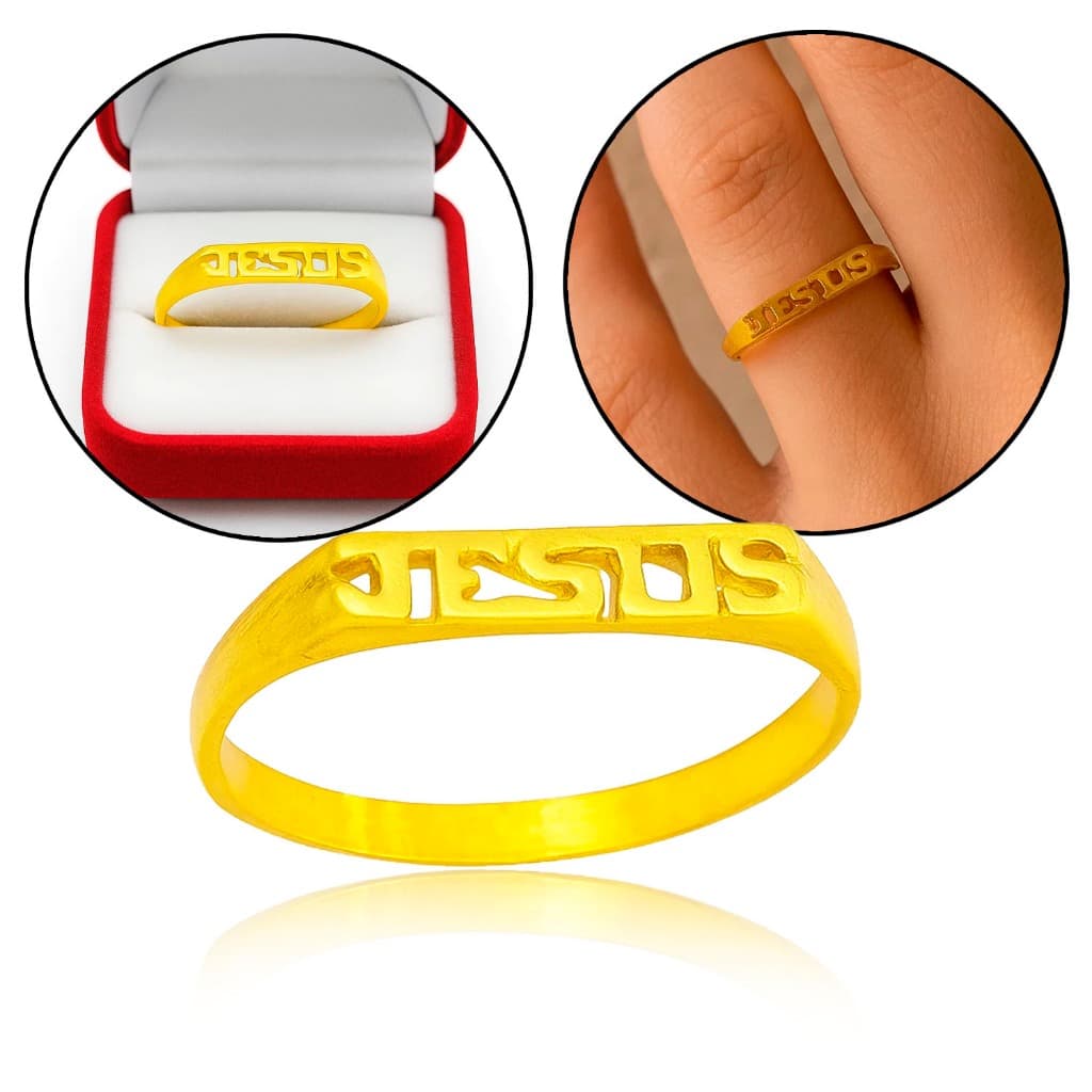 Anel Moeda Antiga Jesus Masculino Feminino Reto Dourado Resistente