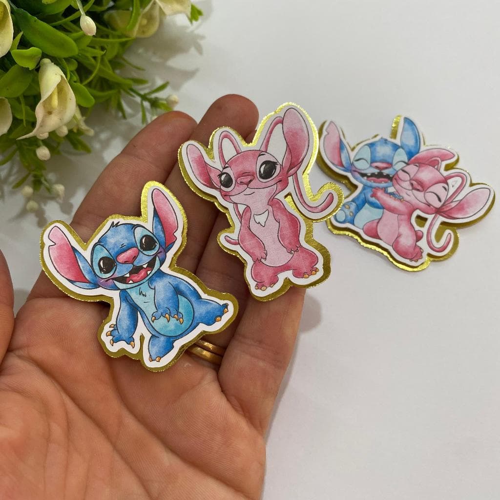 Tags Apliques Lilo Stich 3D /Aplique tubete stich / Tag aniversário- ENVIO IMEDIATO
