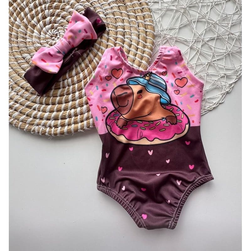 Maiô Infantil Personagem Body Maio Infantil Natação Barbie Tiara Bebê Carnaval Aniversário Minnie Natal Ano novo