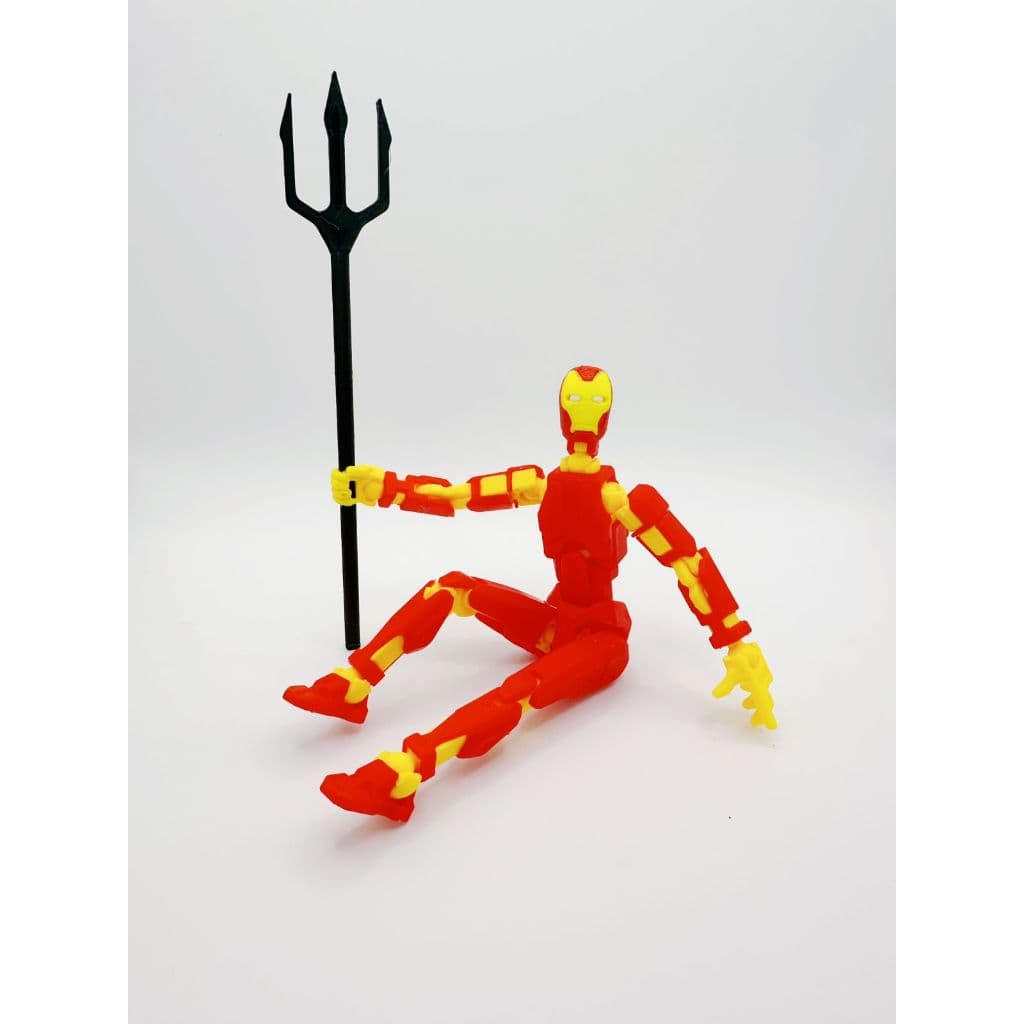 Boneco de Ação Dummy 13 Vermelho E Amarelo com duas espadas grandes - Brinquedo Articulado