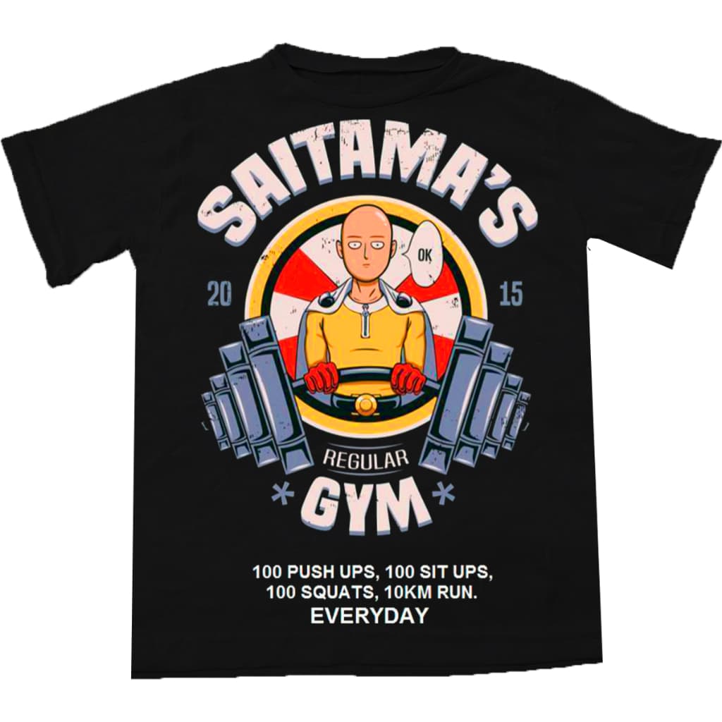 Camisa masculina Básica Camiseta Alta Qualidade 100% Algodão Estampa Saitama Treino Tamanho 2 ao GG
