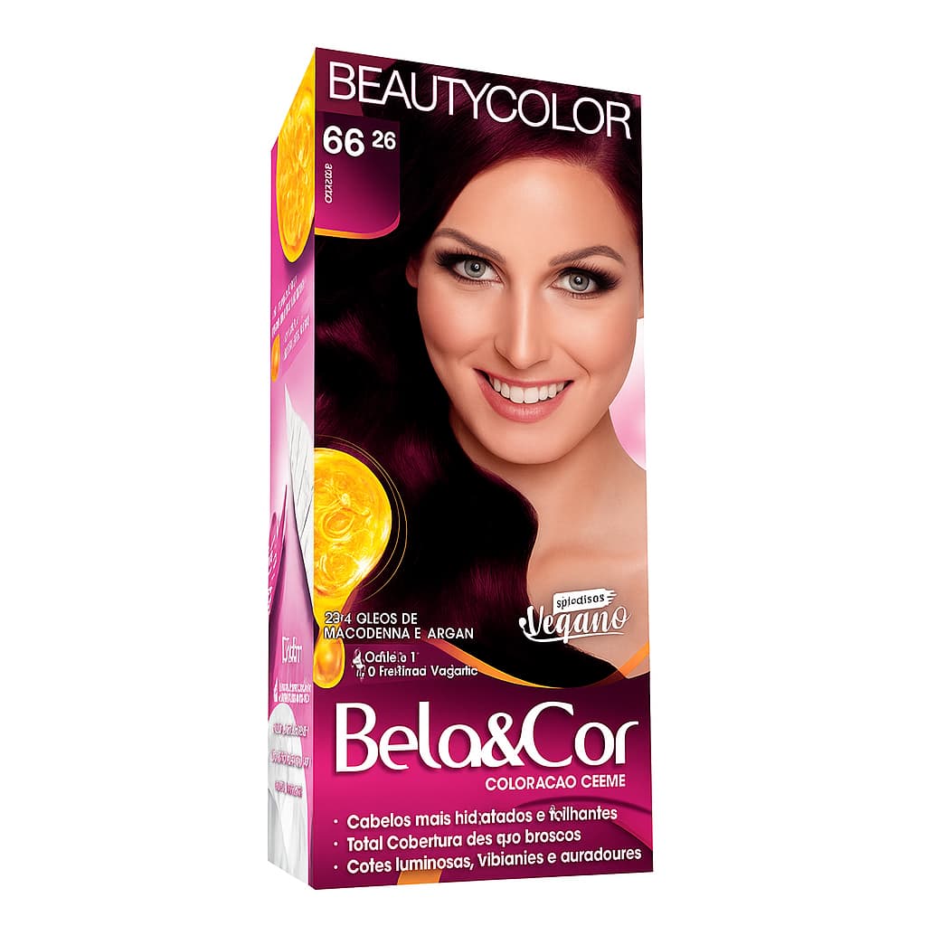 Tintura Coloração Bela e Cor Marsala 66.26 Beauty Color TINTA DE CABELO
