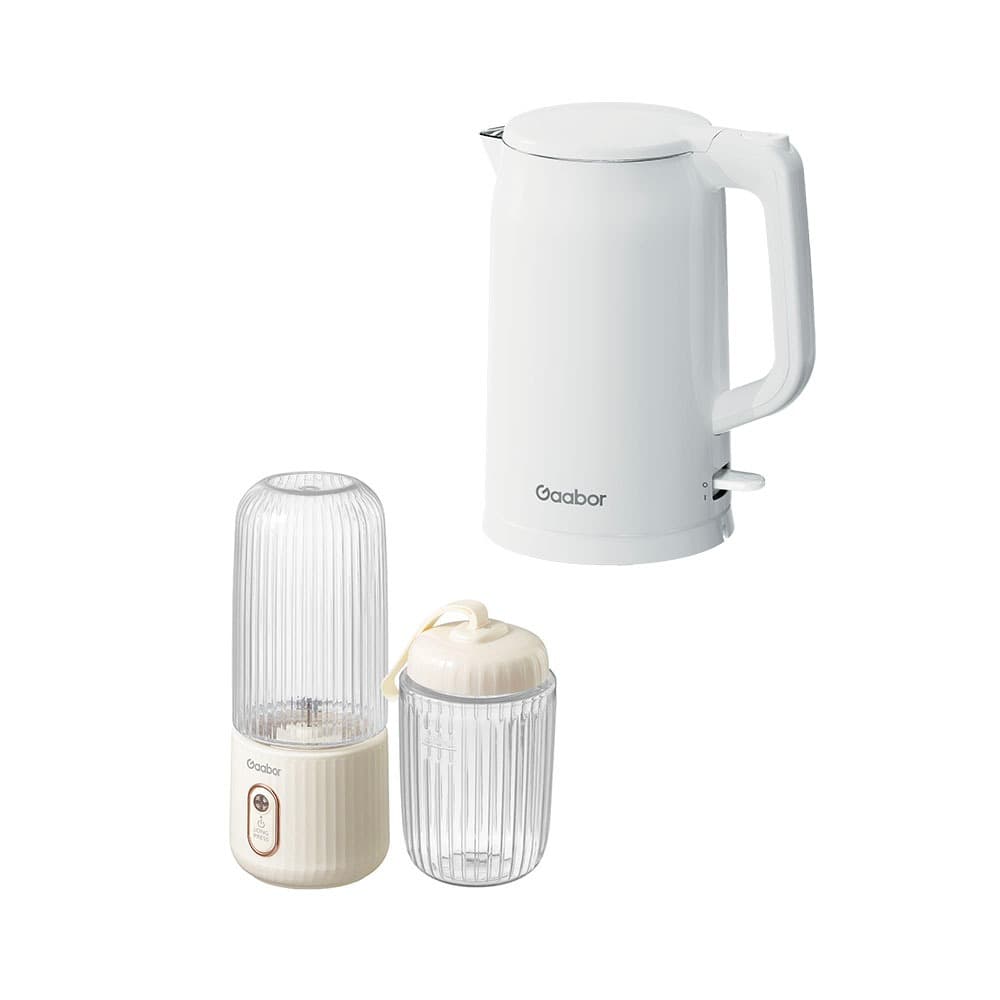 [Venda em Conjunto] Gaabor Espremedor de Frutas Portátil USB 350 ml + 280 ml FP03T + Chaleira Elétrica 1,7L EK20M