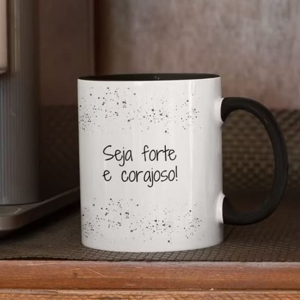 Caneca Personalizada, caneca seja forte e corajoso , caneca leão
