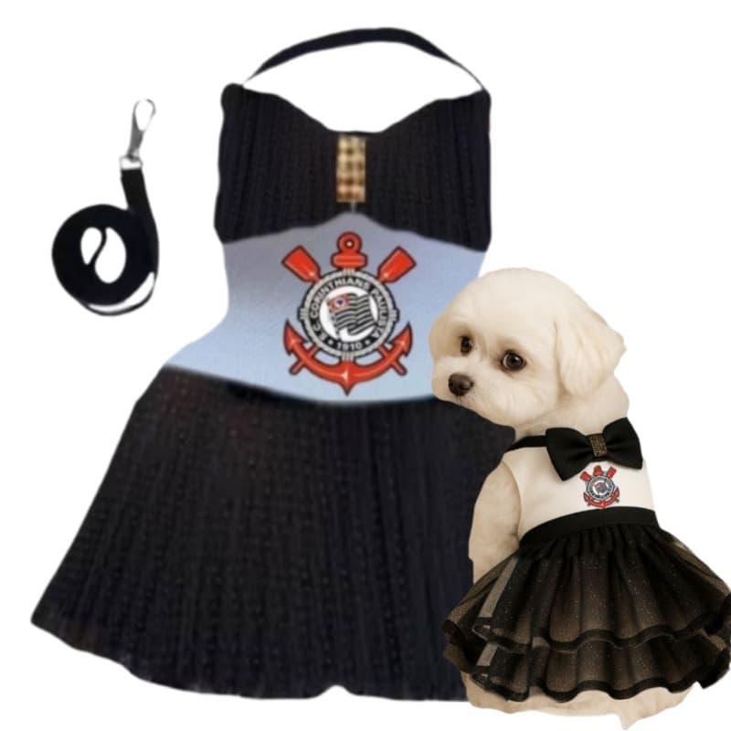 COLEIRA PEITORAL VESTIDO COM GUIA PASSEIO VESTIDO PET CACHORRO