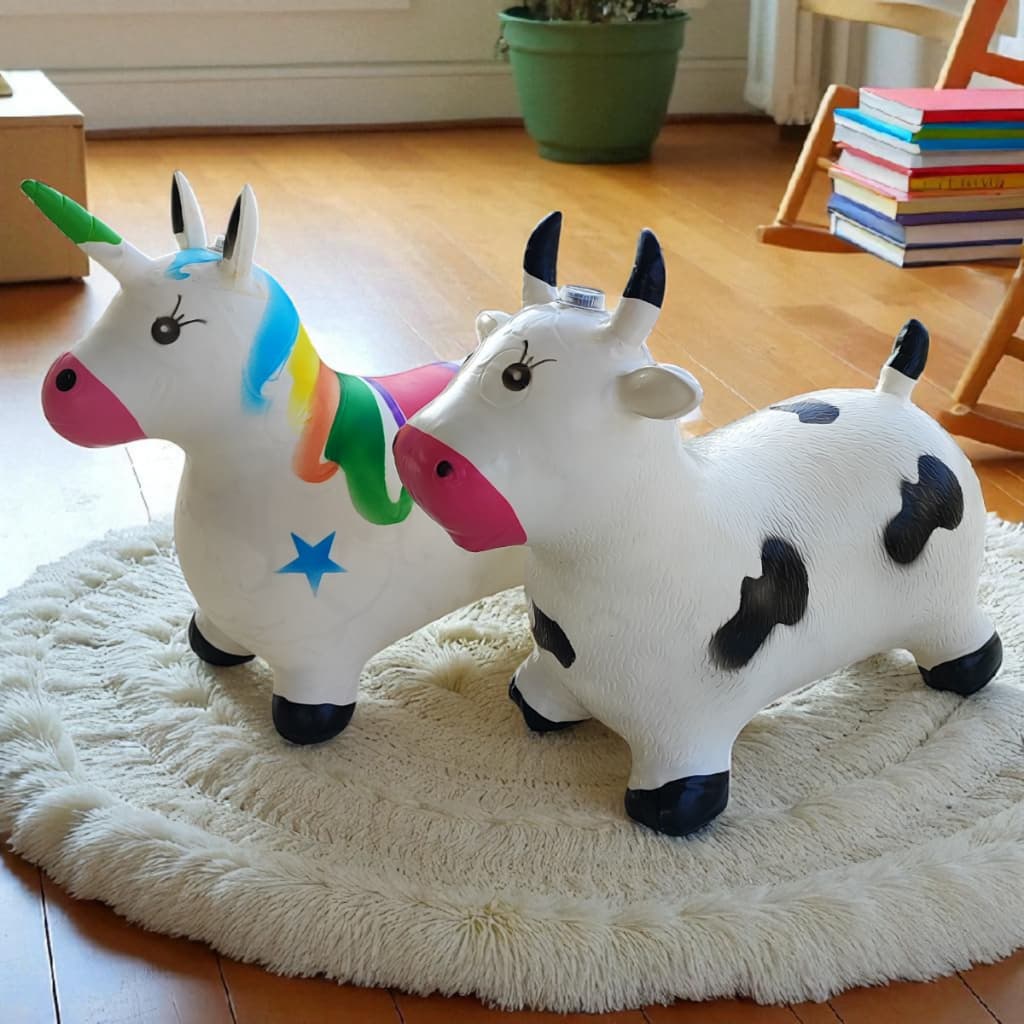 Vaquinha Upa Upa Brinquedo Com Som Musical Vaca Emborrachada Inflavel Para Bebes Cavalinho Pocoto
