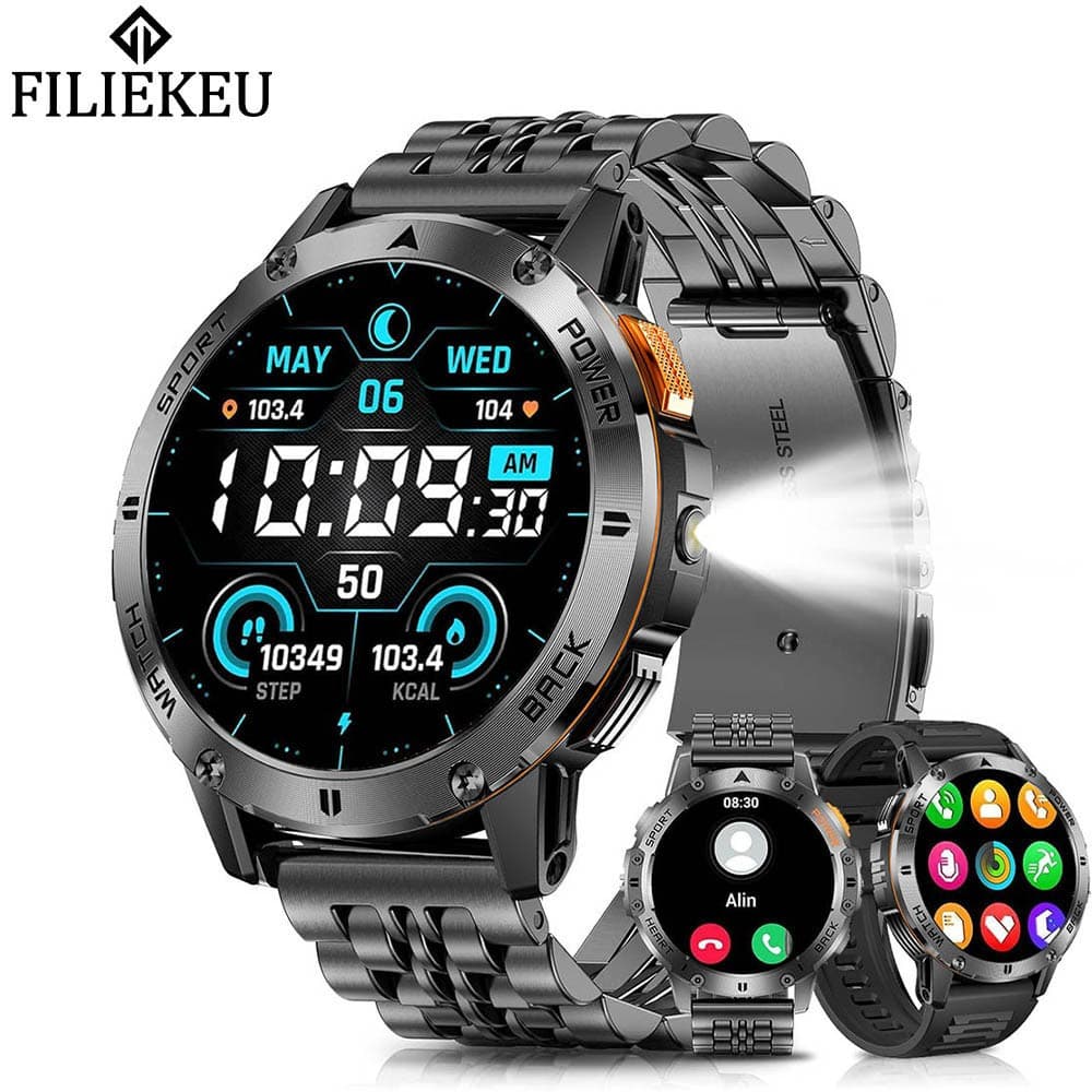 FILIEKEU 3ATM à prova d'água Relógio esportivoPressão arterial durante o sono  smartwatch relogio