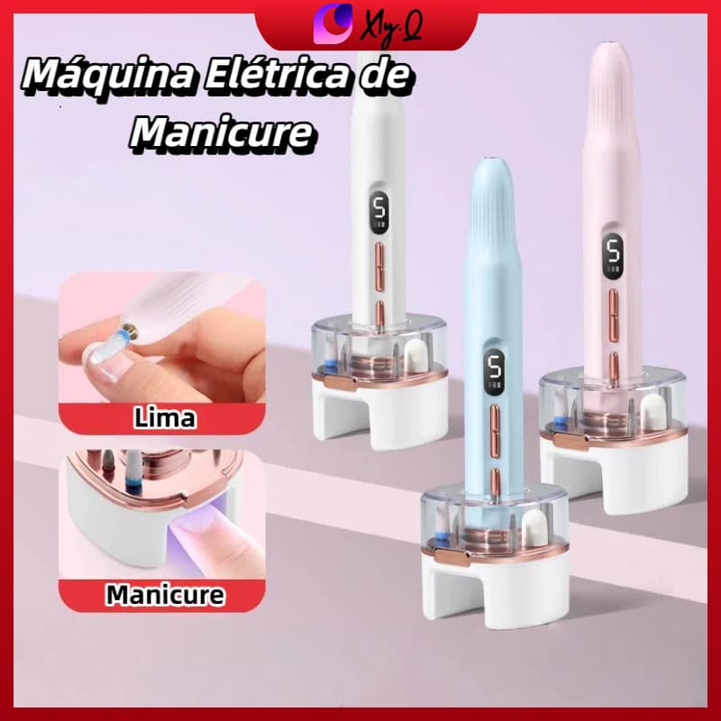 Lixadeira Elétrica Caneta 7 em 1 – Portátil para Remoção de Unhas & Cura LED UV Recarregável via USB