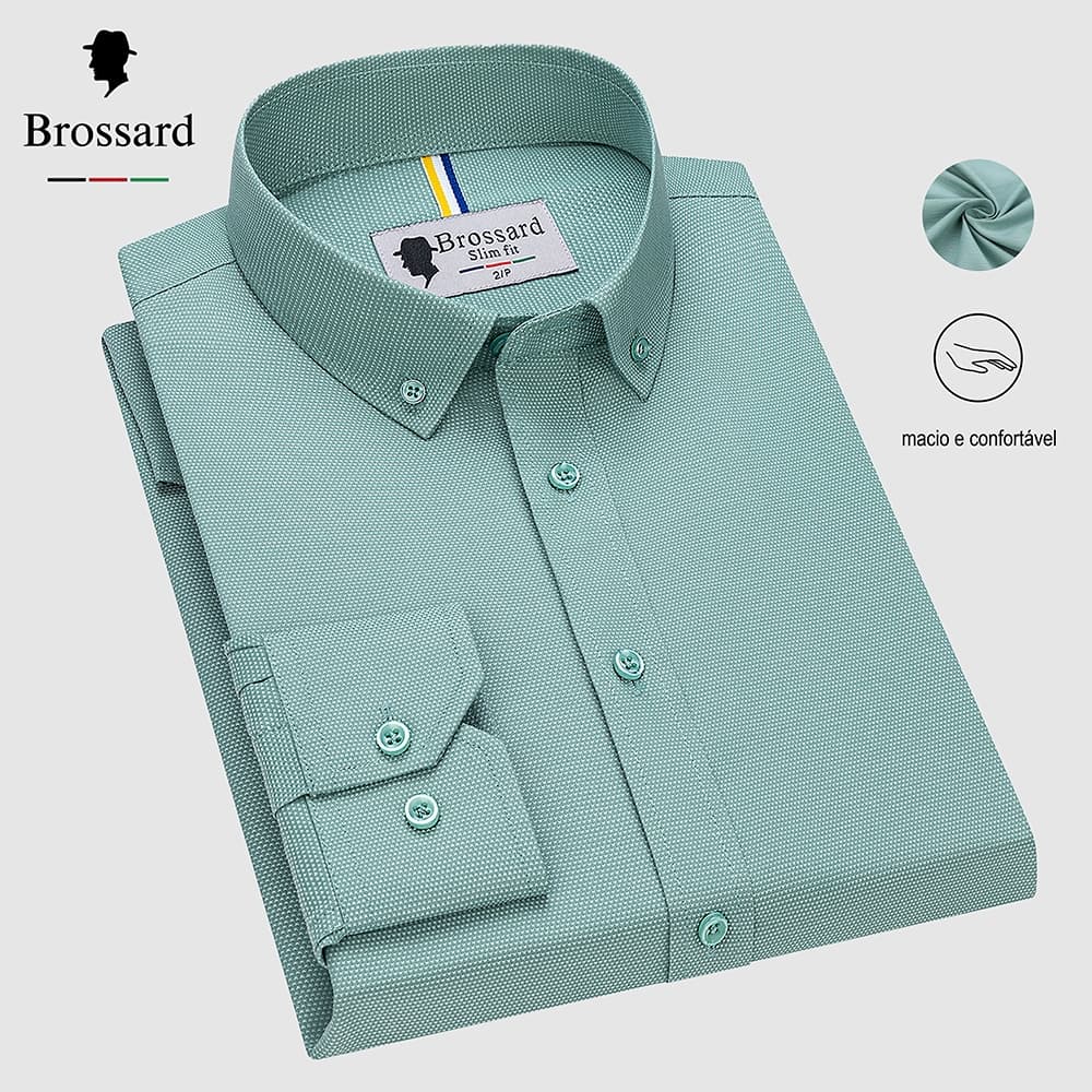 Camisa Social Masculina Algodão Premium Slim Manga Longa - Casual e Elegante - Frete Grátis
