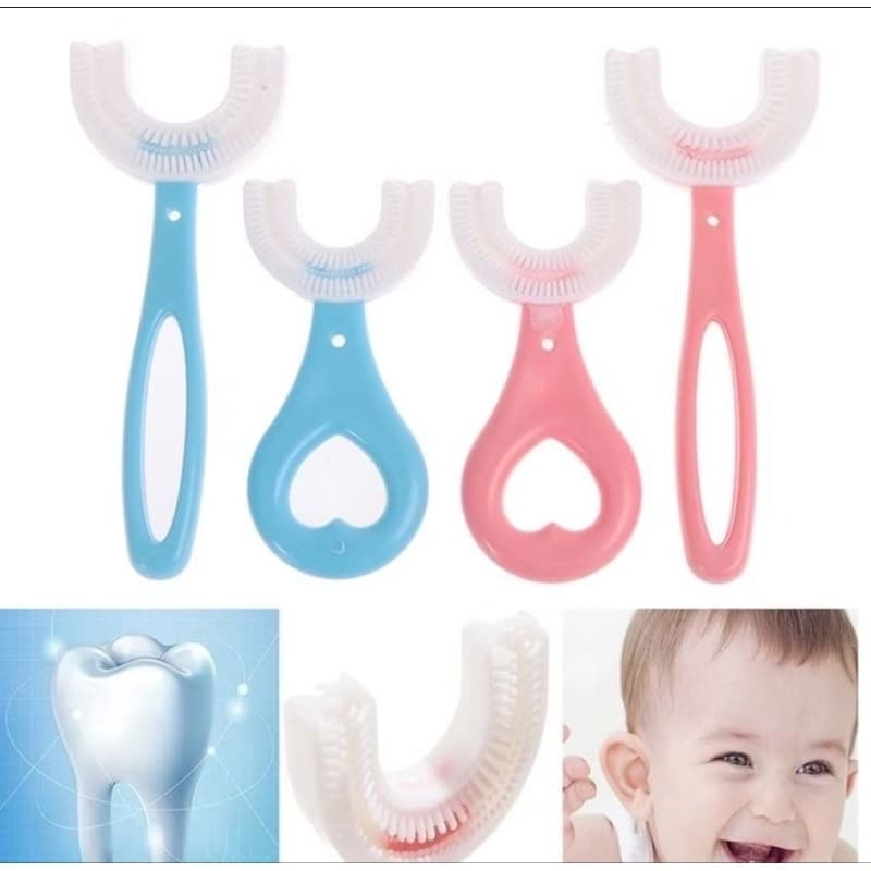 Escova de Higiene Infantil Macia 360° em Formato de U Aprendizagem Cerdas  Macias Higiene