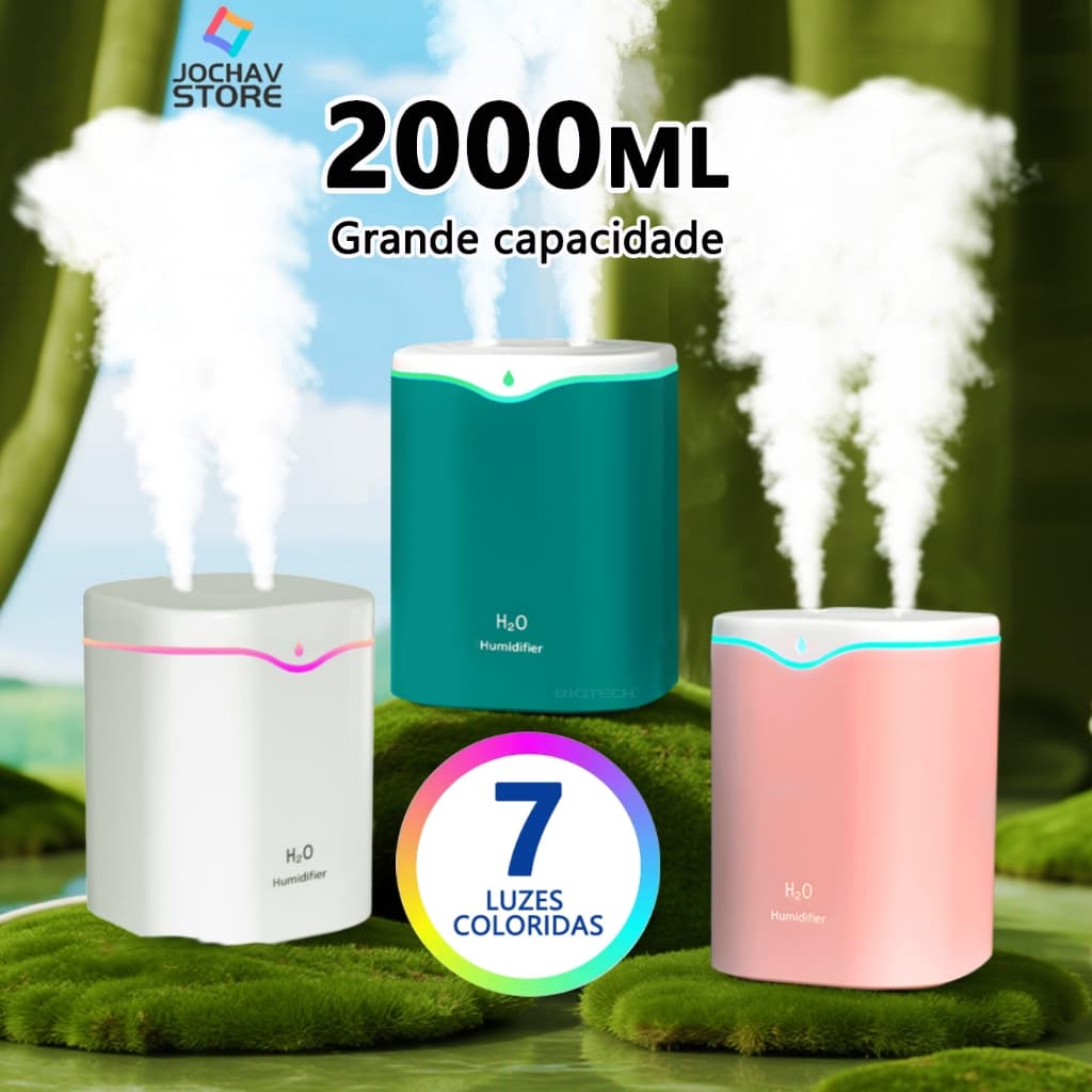 Umidificador Grande 2000ML Purificador De Ar Grande Aromatizador De Ambiente Elétrico Para Quarto