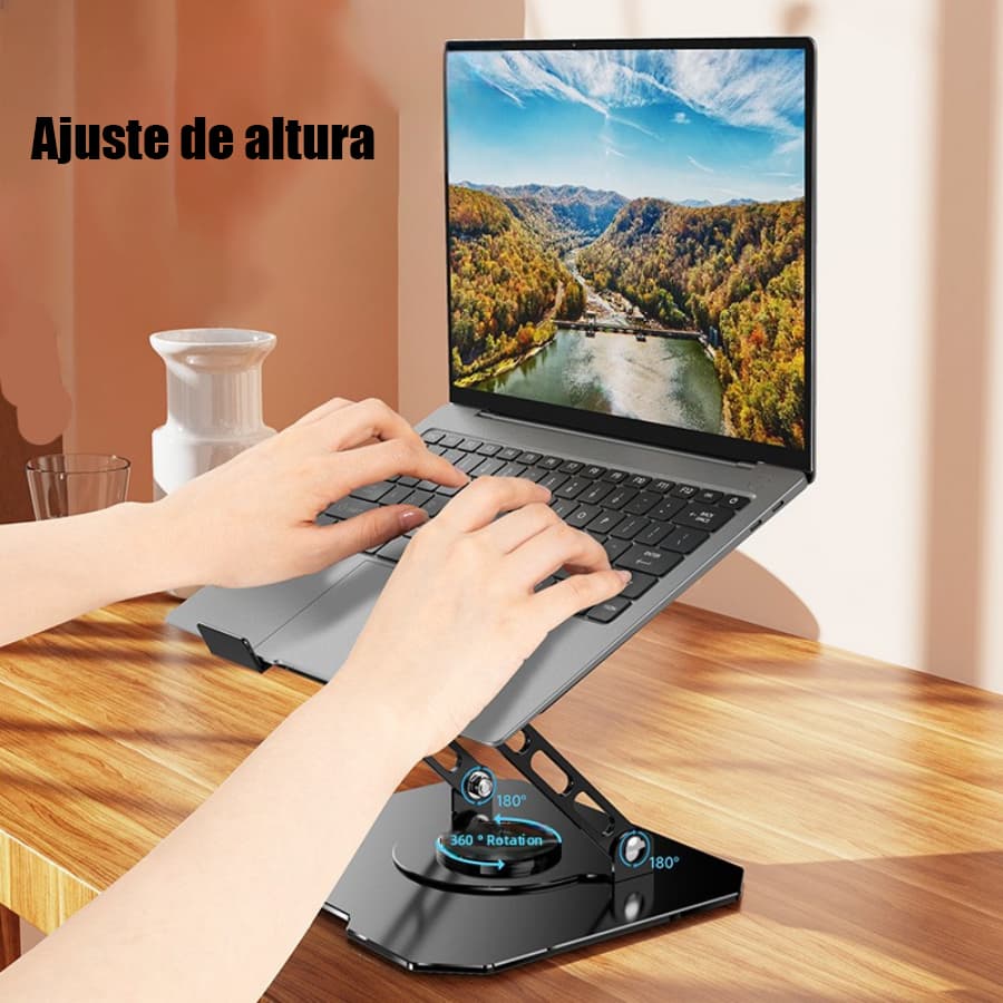 Suporte de metal ajustável para laptops telefones iPads que gira 360° é portátil e dobrável