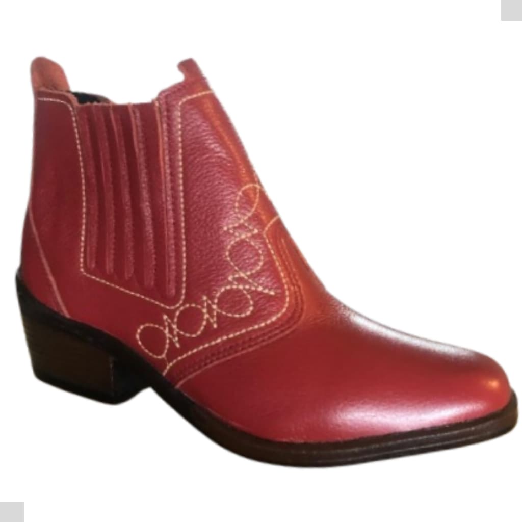 Bota Country Unissex Masculina Feminina Cowboy Montaria Texana Vermelha Couro Floter Legitimo 3636