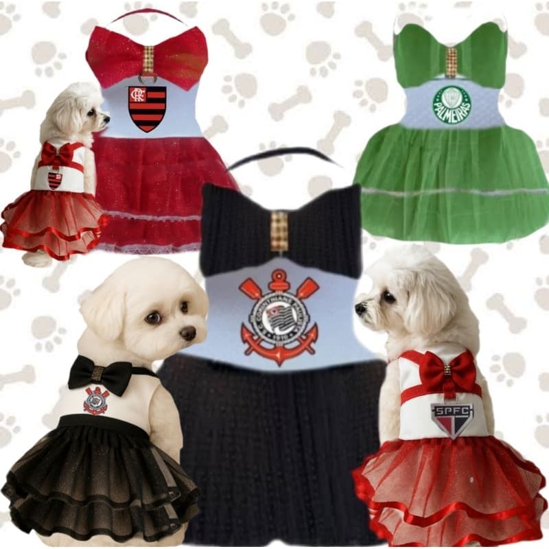 ROUPA PARA CACHORRO TIME FUTEBOL PET FÊMEA P AO GG
