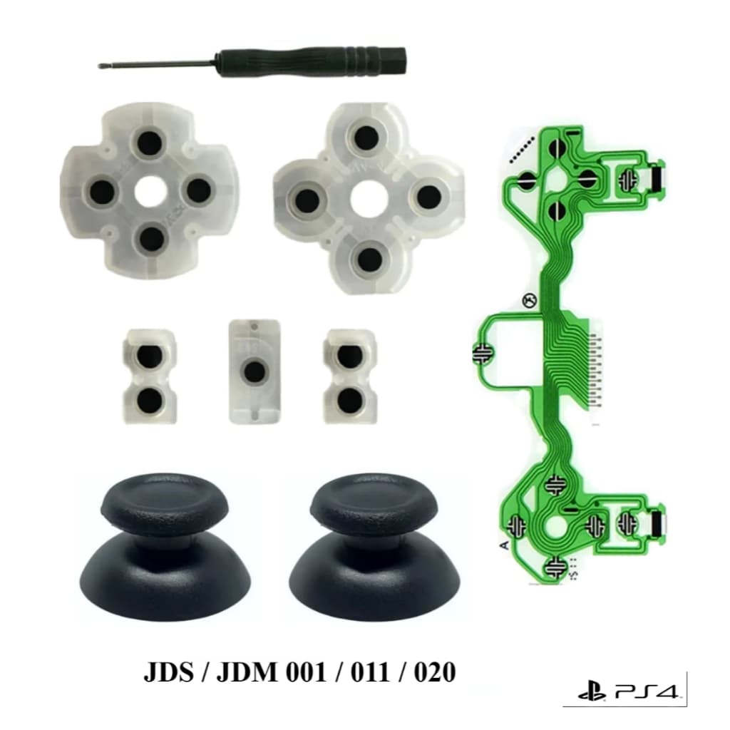 2x Cap Ps4 + 1x Chave Philips 1.5mm +1x Manta Condutiva + Borracha Condutiva  para Controle Ps4 001/011/020