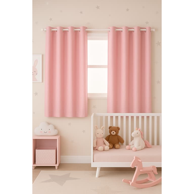 Cortina Infantil Quarto de Criança Linho Rústico 2,00 x 1,40 Altura Pequena Menina Menino Bebê Janela