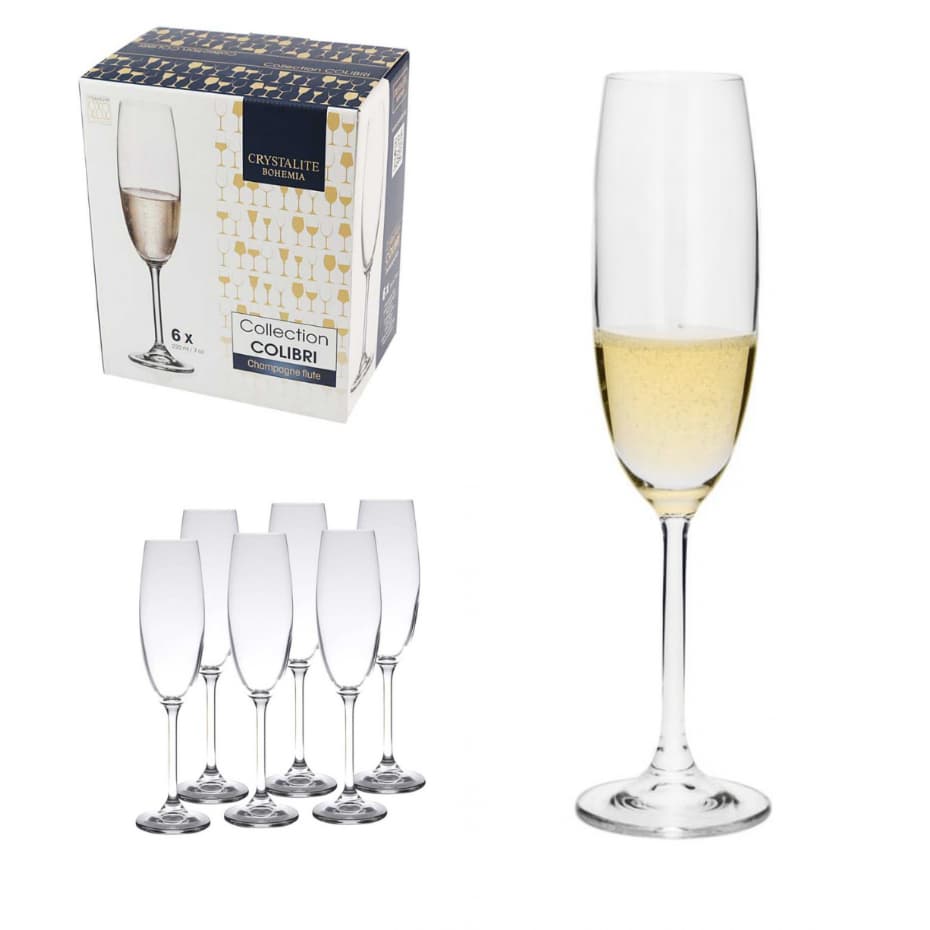 Bohemia Crystal - Jogo 6 Taças para Champagne Espumante De Cristal Ecológico Gastro/Colibri 220Ml