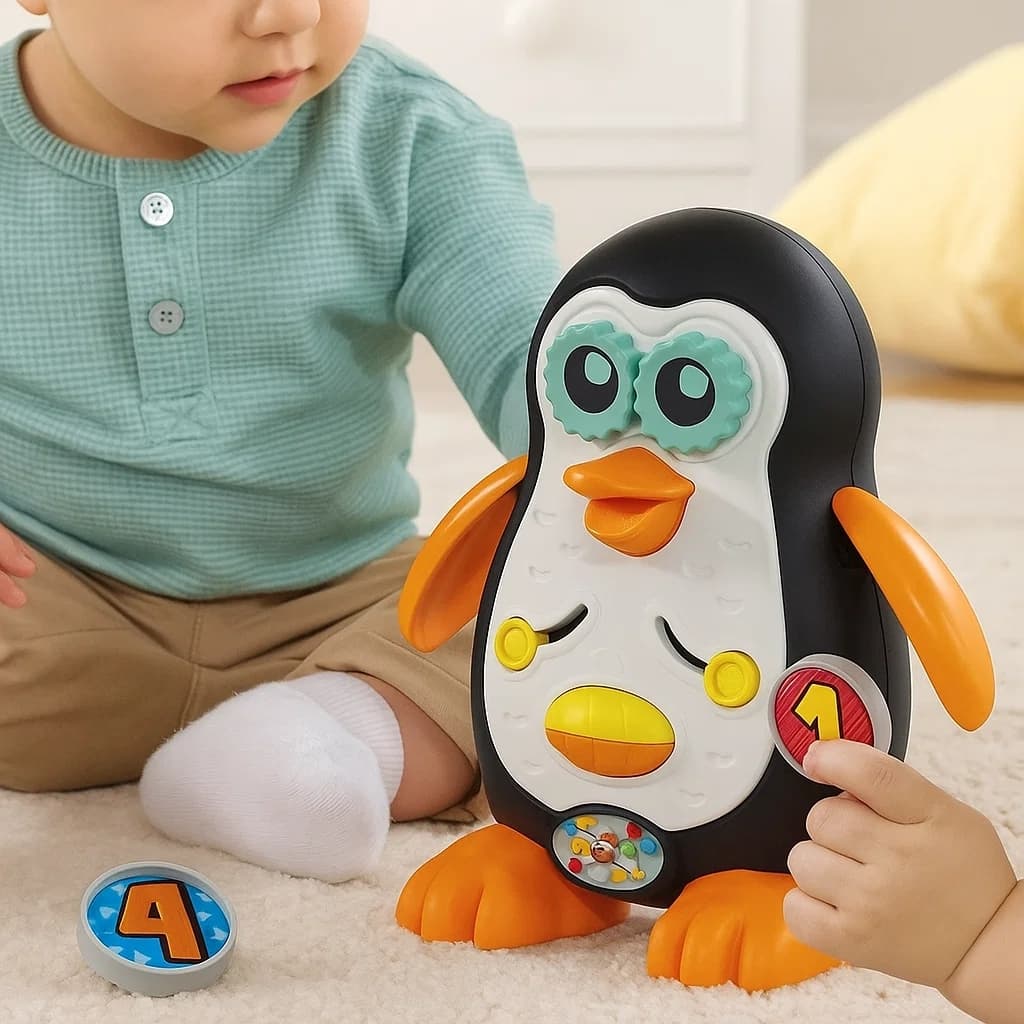 Brinquedo Educativo Pinguino Criança Presente Bonequinho Animal Bichinho Divertido Som