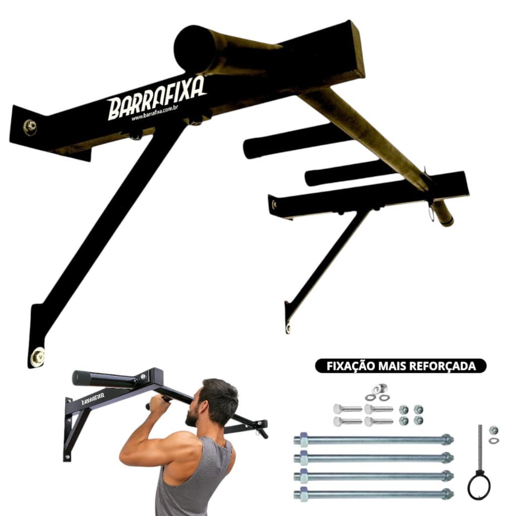 Barra Fixa De Parede Completa Pull-up Interna E Externa Fixação Reforçada