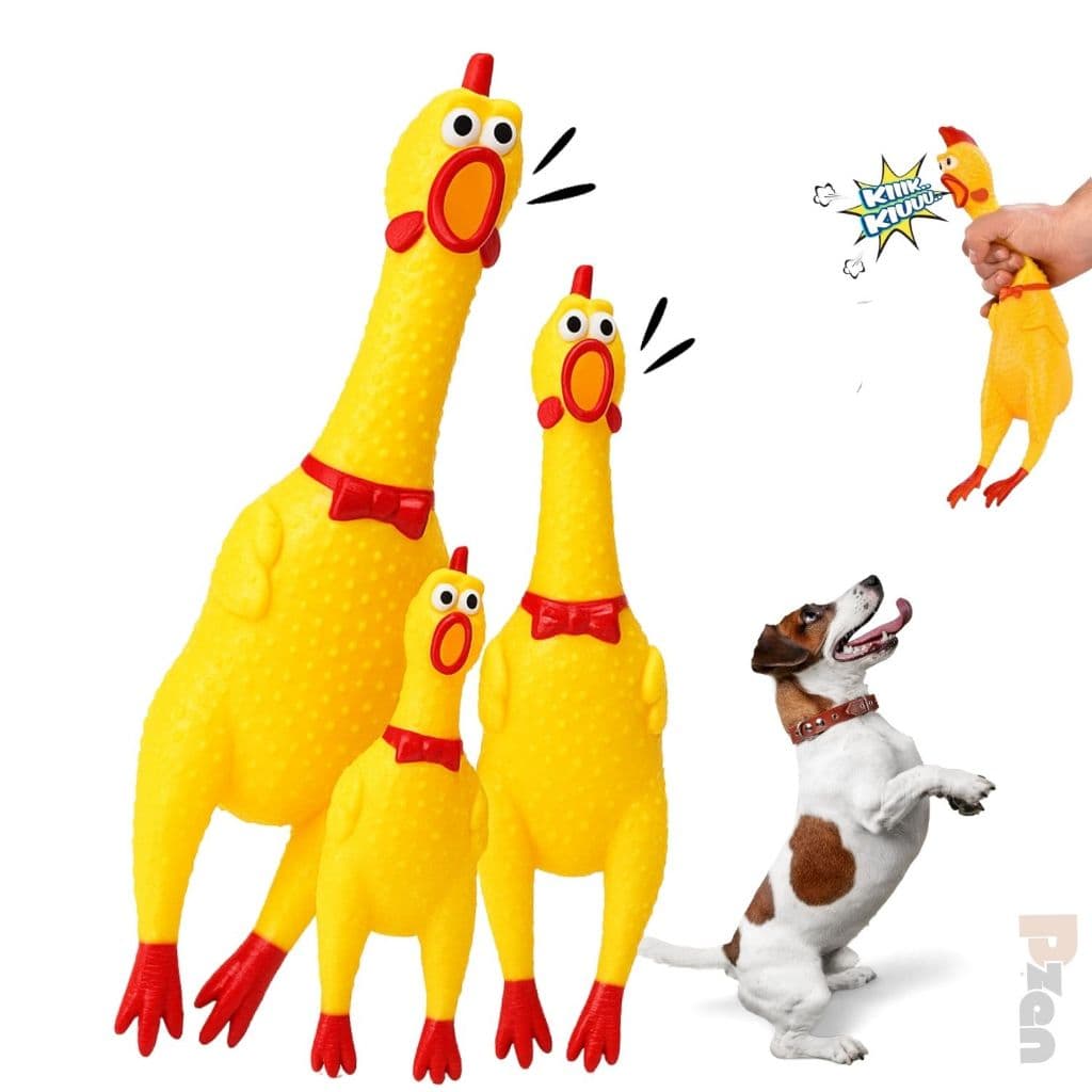 Frango Galinha Mordedor de Borracha Para Pet Brinquedo Cachorro Faz Barulho com Apito Sonoro Som
