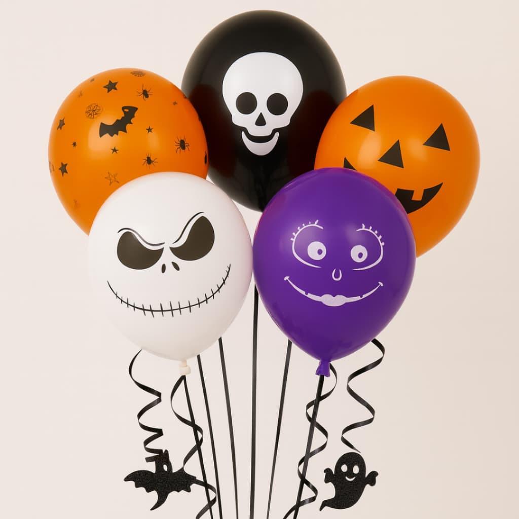 25 bexigas Halloween 9 polegadas balão festa temática decoração Dia das Bruxas caveira monstro