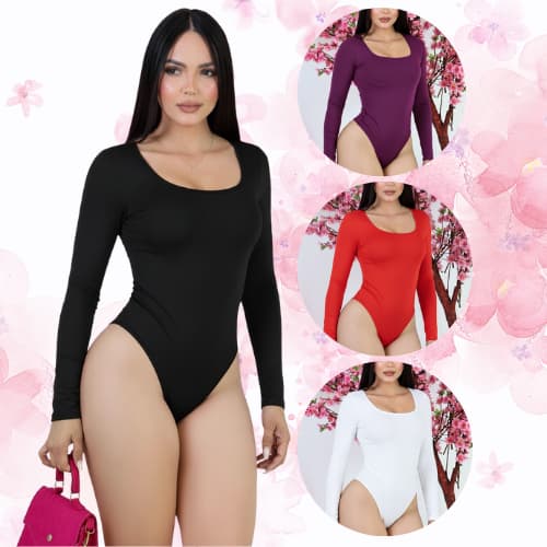 body manga longa decote quadrado. Variedade de cores. M ao GG.