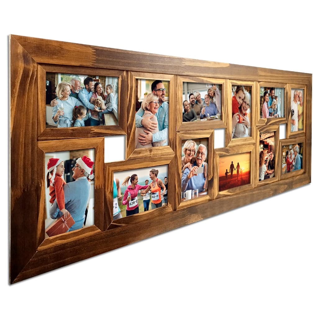 Painel Quadro Multifotos Grande Com Vidro Parede 12 Fotos