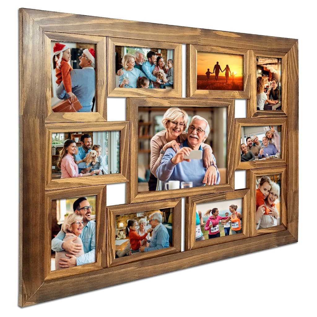 Painel Quadro Multifotos Grande Com Vidro Parede 11 Fotos