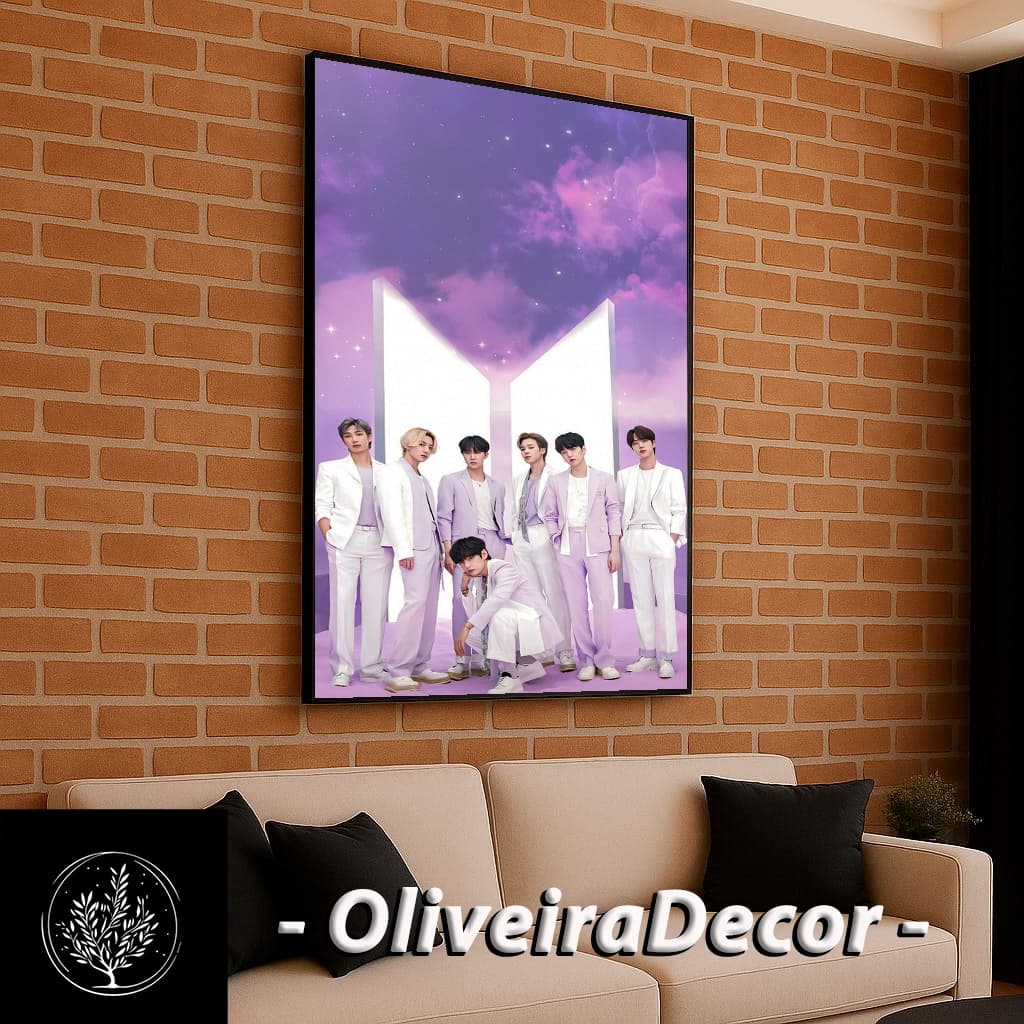 QUADROS DECORATIVOS BANDA BTS ARTISTA MUSICA TAMANHO GRANDE 90X70 - DECORAR SALA QUARTO ESCRITORIO