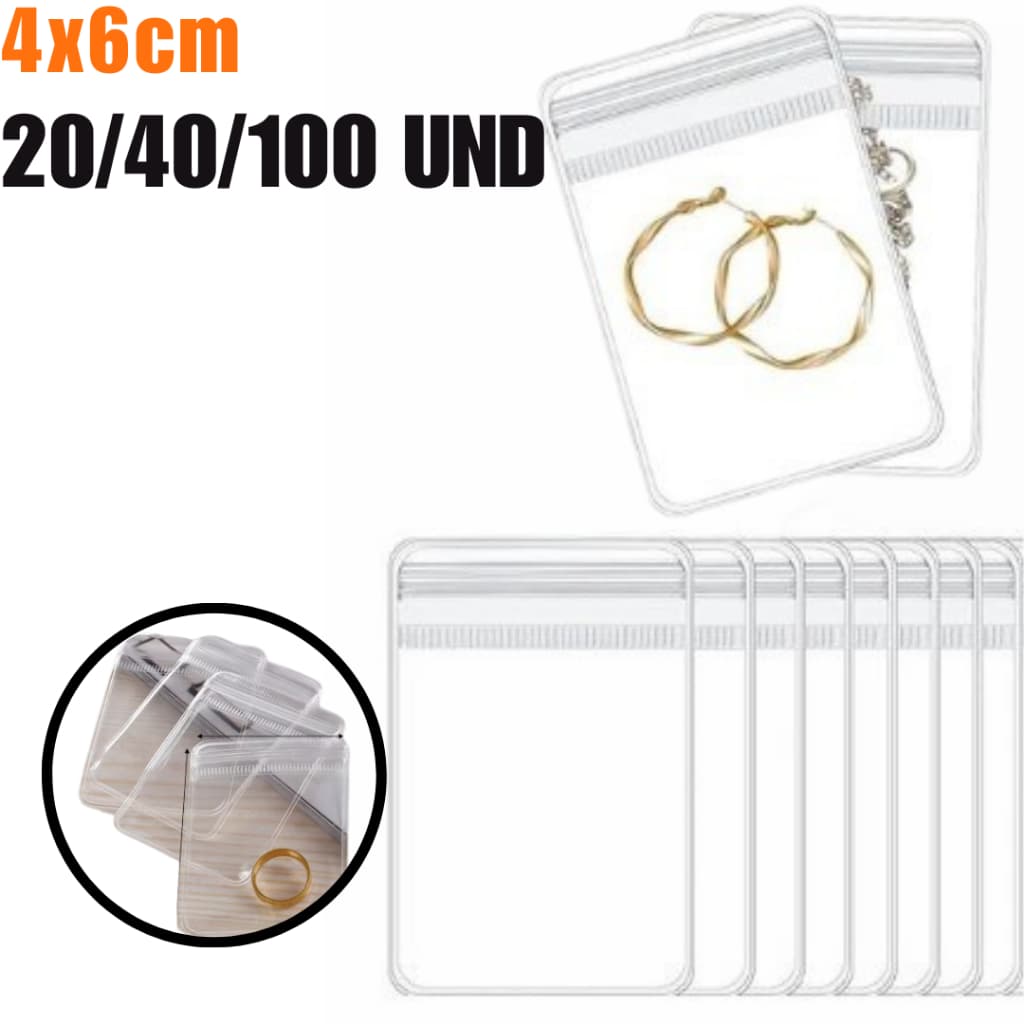 Mini Sacos Plásticos Transparente 4x6cm Kit 20/40/100  – Armazenamento  Objetos Organizadores Joias