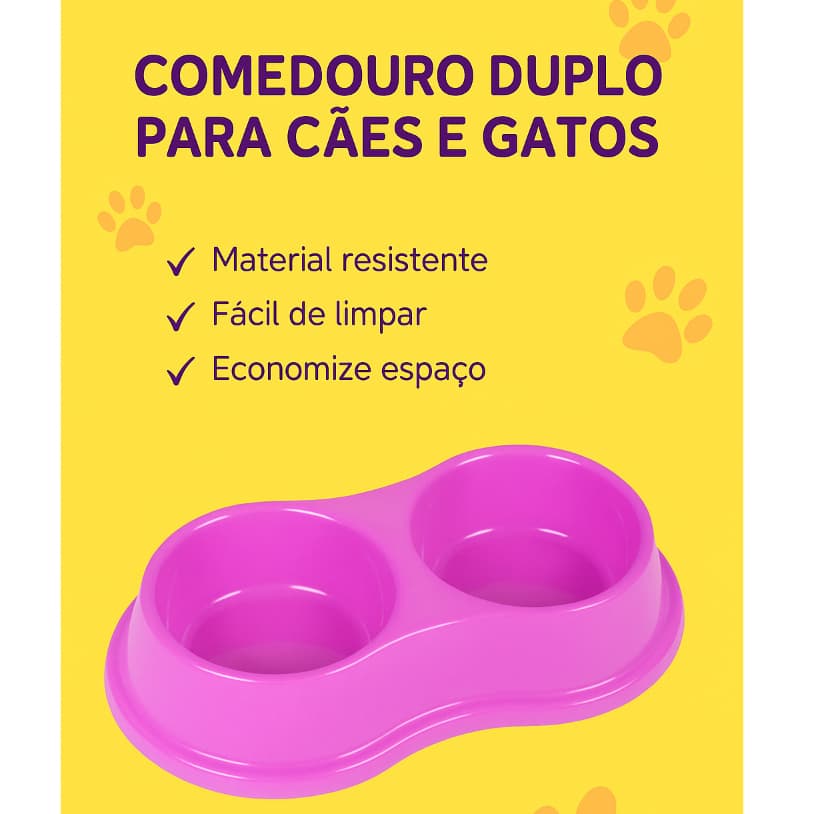 Comedouro e Bebedouro Duplo Pequeno para Cachorros e Gatos