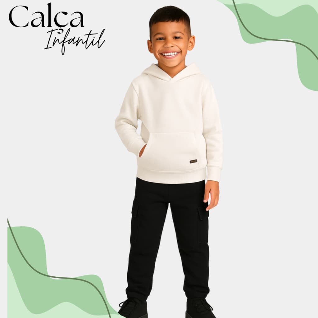 Calça Cargo menino Infantil calça de moletom Conforto e Estilo - Tam. 1 ao 10