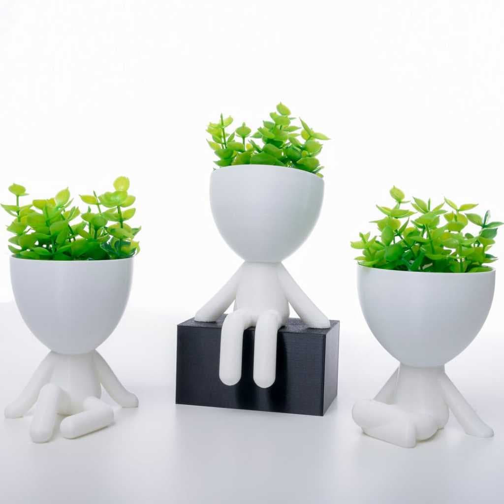 Kit 3 Vasos  com Flores e Plantas Artificiais Decorativos Presente Plástico  | Enfeite Decoração Sala Casa Escritório