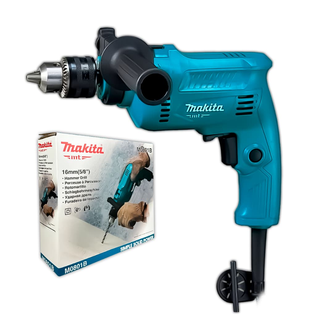 Furadeira de Impacto Makita M0801B 13 mm 550 W com Velocidade Variável para Concreto Madeira e Metal